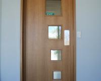 Fire rated door with multiple vision panels.
